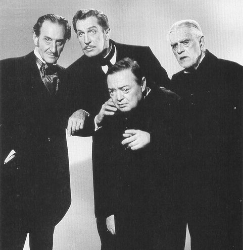 Peter Lorre, Boris Karloff, Basil Rathbone, and Vincent Price