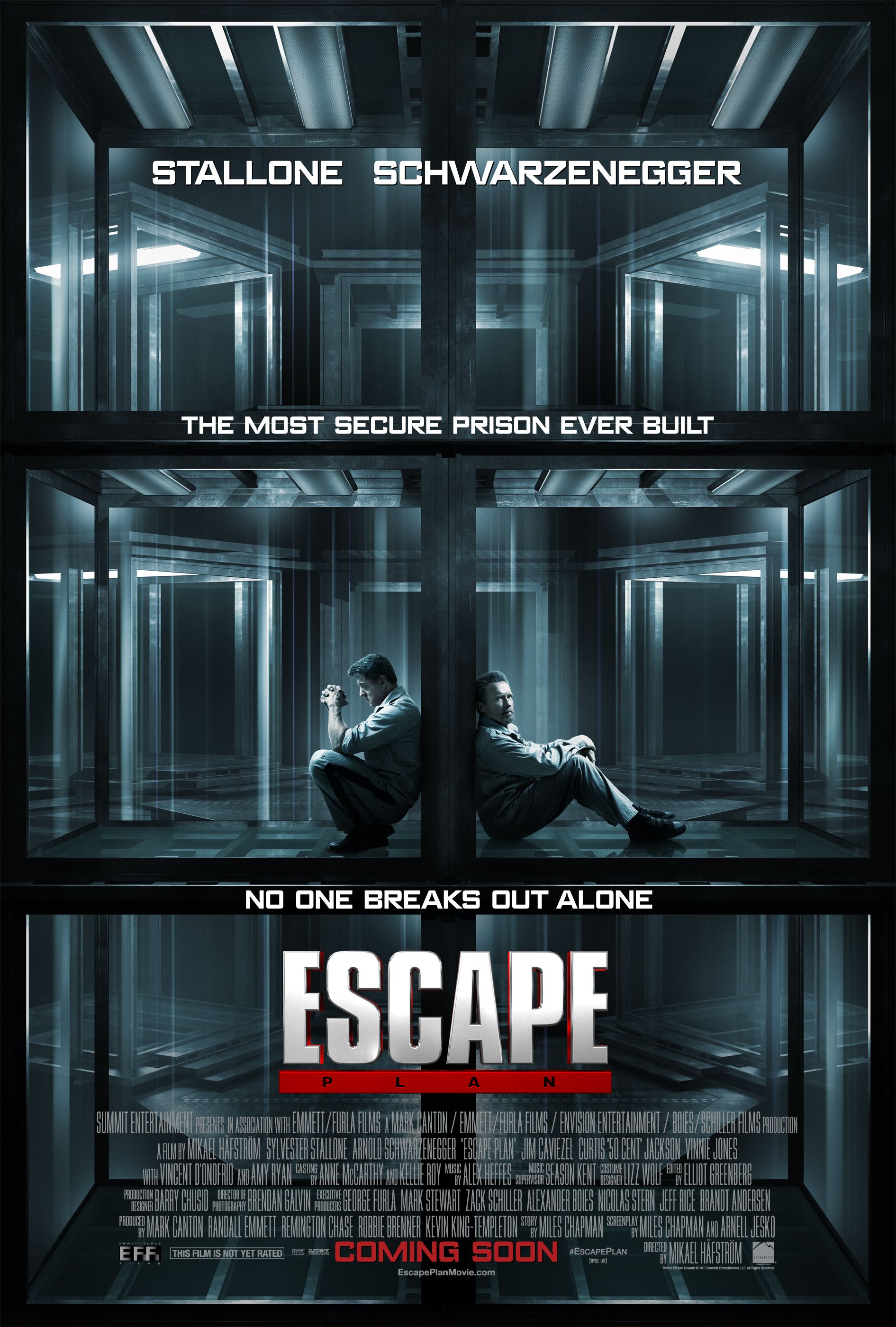 Stallone and Schwarzenegger are Just Holding up the Wall in New Escape Plan Poster